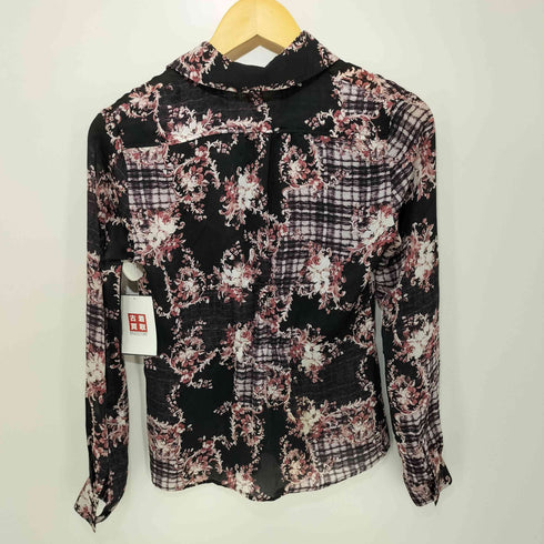 トルネードマートファム TORNADO MART FEMME 花柄シースルーシャツブラウス ベロアライン レディース JPN:36