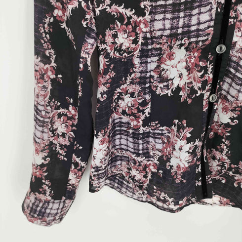 トルネードマートファム TORNADO MART FEMME 花柄シースルーシャツブラウス ベロアライン レディース JPN:36