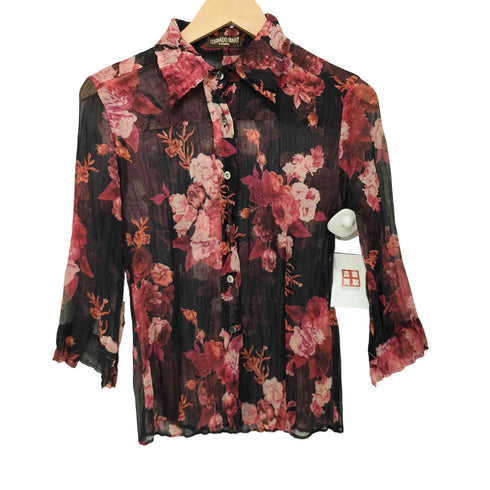 トルネードマートファム TORNADO MART FEMME 花柄シースルーラメシャツ レディース