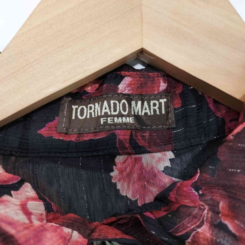 トルネードマートファム TORNADO MART FEMME 花柄シースルーラメシャツ レディース