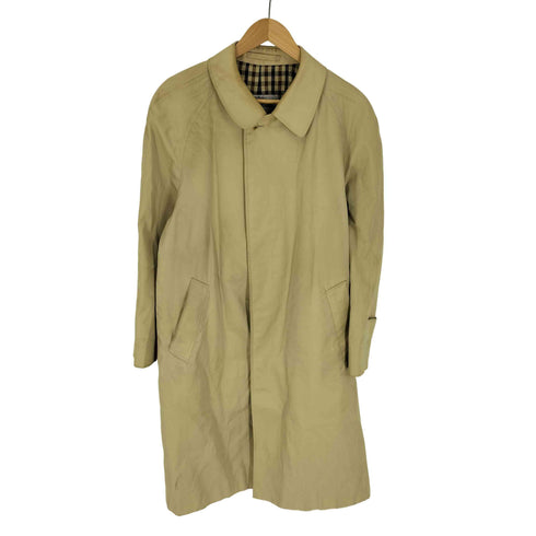 アクアスキュータム AQUASCUTUM 80-90S 英国製 裏地チェック ステンカラーコート メンズ