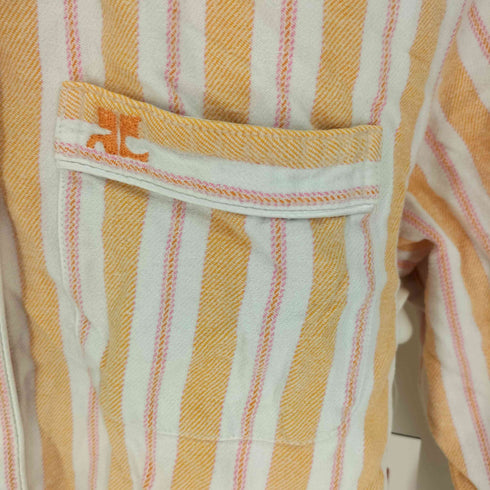 クレージュ courreges ロゴ刺繍 丸襟 ストライプ パジャマ シャツ メンズ import:S
