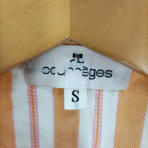 クレージュ courreges ロゴ刺繍 丸襟 ストライプ パジャマ シャツ メンズ import:S