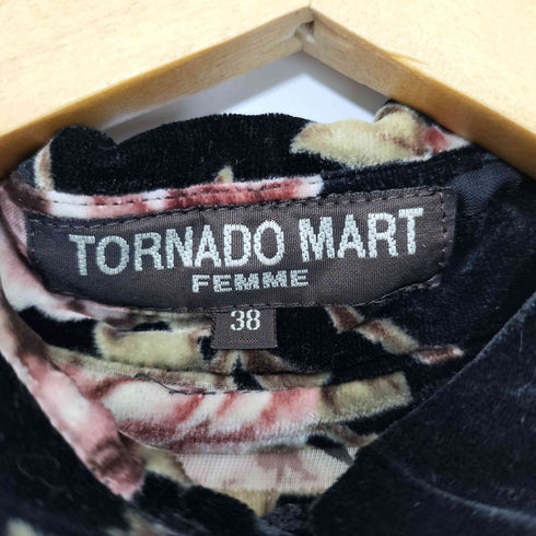 トルネードマートファム TORNADO MART FEMME 薔薇柄 ベロアシャツ ラメ ストライプ レディース JPN:38