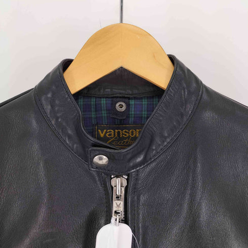 バンソン VANSON USA製 COMET コメット 裏地チェック ホースハイド シングル ライダースジャケット メンズ US:38