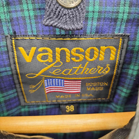 バンソン VANSON USA製 COMET コメット 裏地チェック ホースハイド シングル ライダースジャケット メンズ US:38