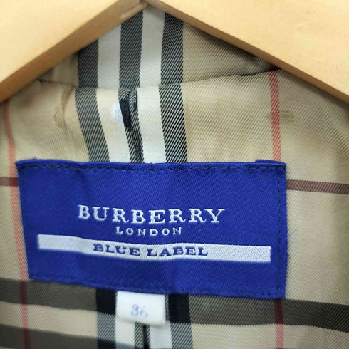 バーバリーブルーレーベル BURBERRY BLUE LABEL ラクーンファー メルトン ショートダッフル 裏地ノバチェック レディース JPN:36