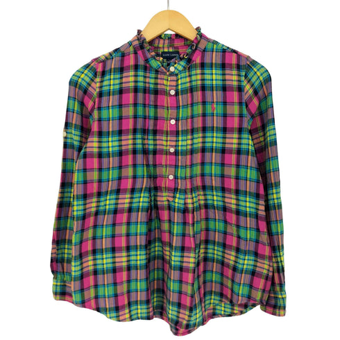 ラルフローレン RALPH LAUREN フリル プルオーバー ネルシャツ レディース 16 160/84