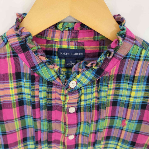 ラルフローレン RALPH LAUREN フリル プルオーバー ネルシャツ レディース 16 160/84