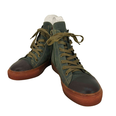 Hina Green Label フラワーモチーフ付 ハイカットスニーカー レディース