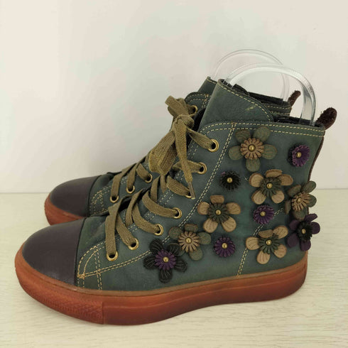 Hina Green Label フラワーモチーフ付 ハイカットスニーカー レディース