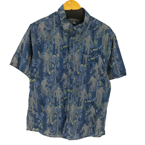 エディーバウアー Eddie Bauer S/S 総柄シャツ ビックフット ボタンダウン レディース import:M