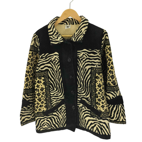 GOOD EARTH CLOTHING ゼブラ ヒョウ柄 猫目ボタン コットン ジャケット レディース import:M