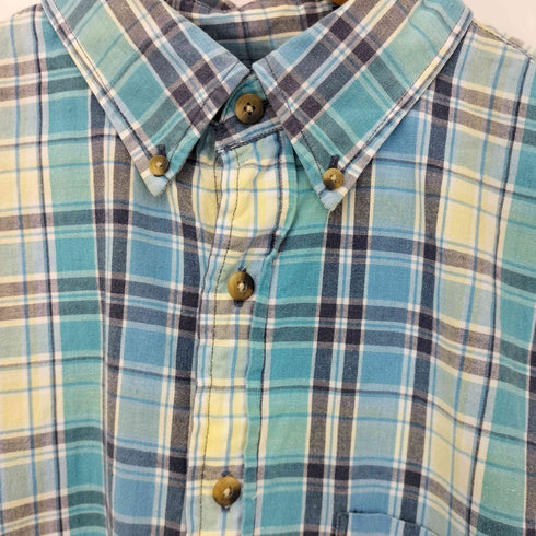 ランズエンド LANDS END 90S チェックS/S BDシャツ メンズ 15 1/2