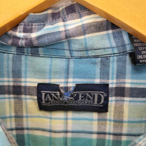 ランズエンド LANDS END 90S チェックS/S BDシャツ メンズ 15 1/2