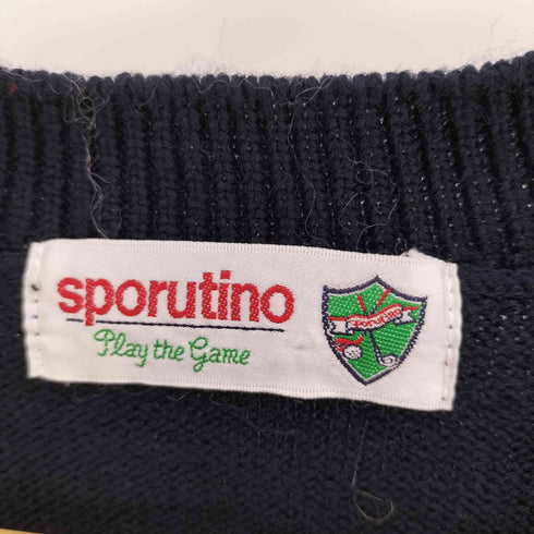 sporutino カラフル ブロック チェック 金ボタン ウール ニット カーディガン レディース