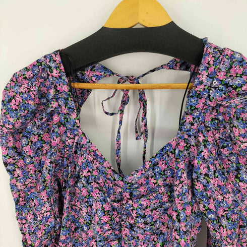 ザラ ZARA オフショルフラワーワンピース フロントギャザー レディース import:S
