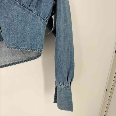 クロップドデニムジャケット 前開き レディース