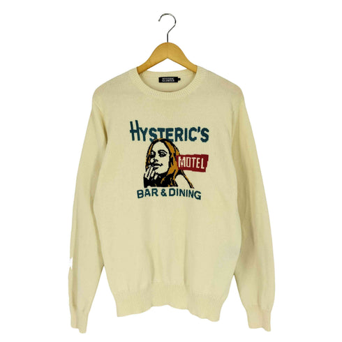 ヒステリックグラマー HYSTERIC GLAMOUR MOTEL BAR&DINING ヒスガール クルーネックコットンニット セーター メンズ JPN:L