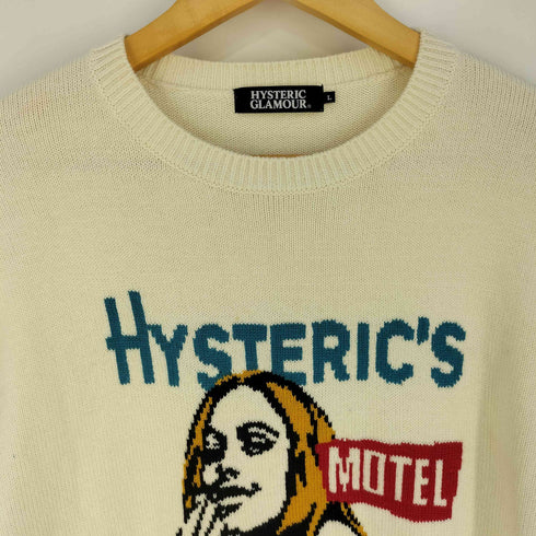 ヒステリックグラマー HYSTERIC GLAMOUR MOTEL BAR&DINING ヒスガール クルーネックコットンニット セーター メンズ JPN:L