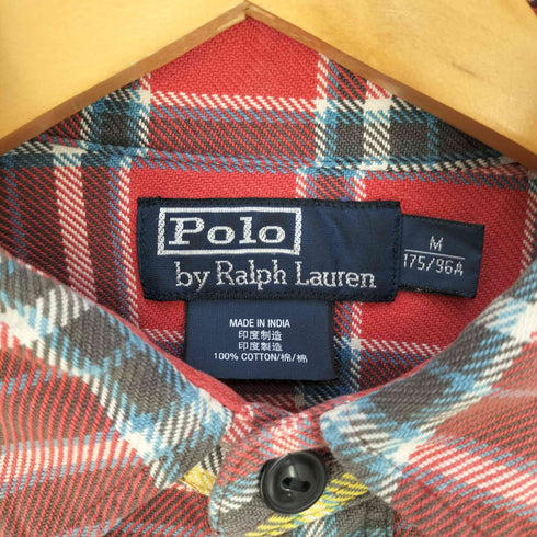 ポロバイラルフローレン Polo by RALPH LAUREN インド製 RRL OUTFITTERS コットンチェックネルシャツ メンズ import:M