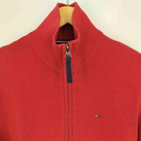 トミーヒルフィガー TOMMY HILFIGER ミニロゴ刺繍 ハイネック ジップアップコットンニット メンズ import:M