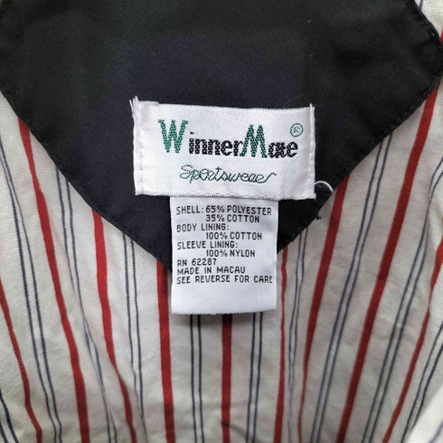 90S Winner Mate 企業ロゴ刺繍 裏地ストライプ 比翼 スイングトップ ジャケット メンズ