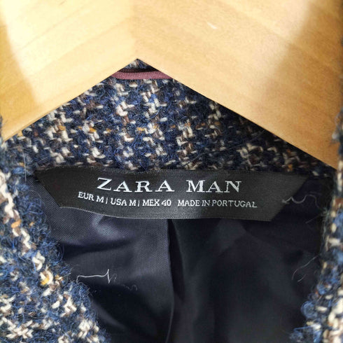 ザラマン ZARA MAN ウールツイード ノーカラーコート メンズ