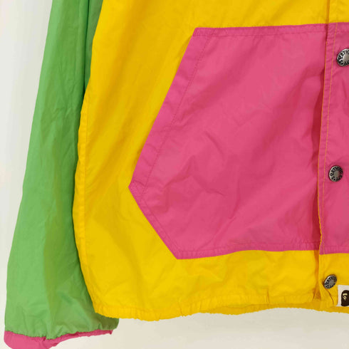 アベイシングエイプ A BATHING APE ロゴプリント マルチカラー ナイロンパーカー メンズ M