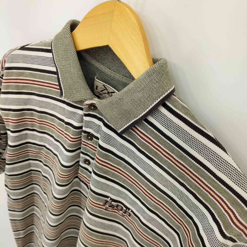 IZOD 90S ロゴ刺繍ボーダー鹿の子ポロシャツ メンズ import:M