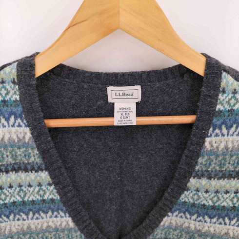 エルエルビーン L.L.Bean 総柄 Vネックニットベスト レディース import:XL