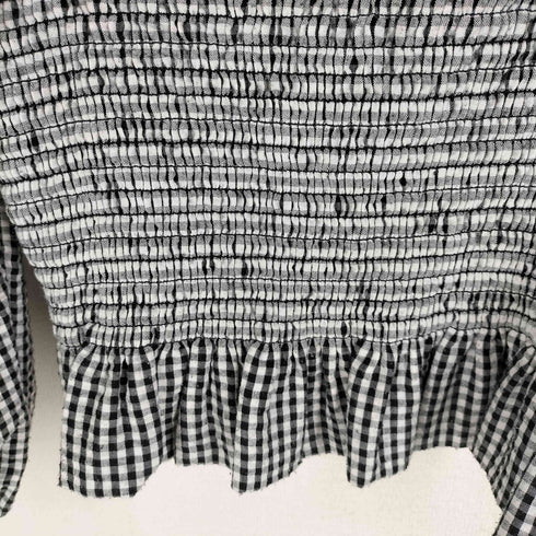 ザラ ZARA スモッキング加工 ギンガムチェック フリル ブラウス レディース import:M