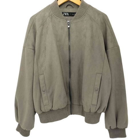 ザラ ZARA スウェード調 ボンバージャケット ジップアップブルゾン レディース import:L