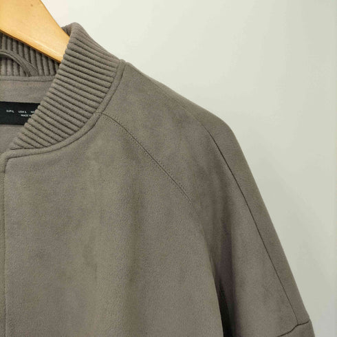 ザラ ZARA スウェード調 ボンバージャケット ジップアップブルゾン レディース import:L