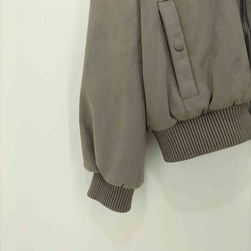 ザラ ZARA スウェード調 ボンバージャケット ジップアップブルゾン レディース import:L