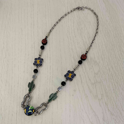サルーテ SALUTE Cactus flower flame necklace カクタスフラワーフレームネックレス メンズ