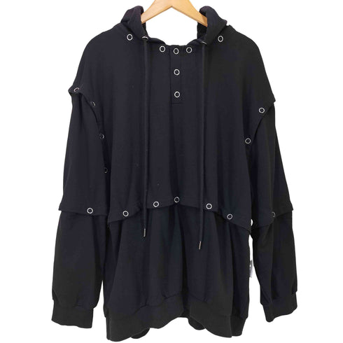 イクミ IKUMI SNAPBOTTON HOODIE スナップボタンプルオーバーパーカー レディース