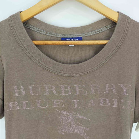 バーバリーブルーレーベル BURBERRY BLUE LABEL ラメロゴプリント クルーネックTシャツ レディース EUR:38