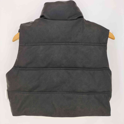 ザラ ZARA LEATHER EFFECT SHORT PUFFER GILET レザー エフェクト パファー ジレ レディース import:XS