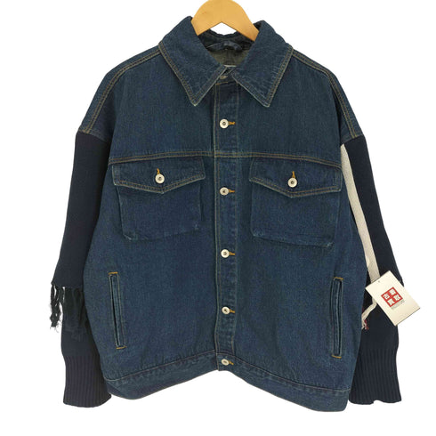 ホワイトランド WHITELAND 21AW 袖ニット切替 ドーナツボタン デニム ジャケット メンズ JPN:M