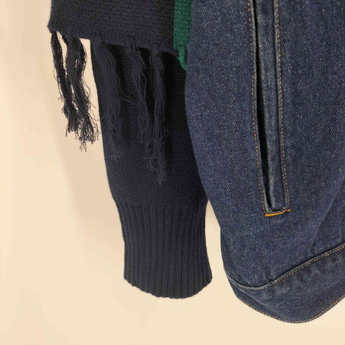 ホワイトランド WHITELAND 21AW 袖ニット切替 ドーナツボタン デニム ジャケット メンズ JPN:M