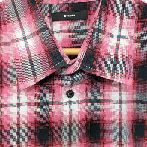 ディーゼル DIESEL XXL オンブレチェック ボックスシルエット 特殊加工 オーバーサイズシャツ メンズ import:XXL