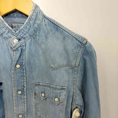 ブルーブルーハリウッドランチマーケット BLUE BLUE H.R.MARKET ダメージ加工 ノーカラーデニムウエスタンシャツ メンズ JPN:1