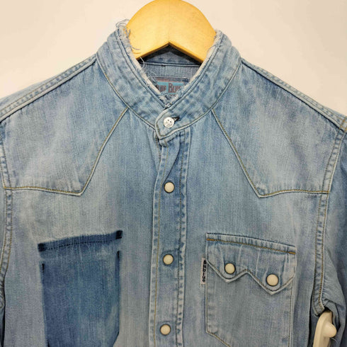 ブルーブルーハリウッドランチマーケット BLUE BLUE H.R.MARKET ダメージ加工 ノーカラーデニムウエスタンシャツ メンズ JPN:1