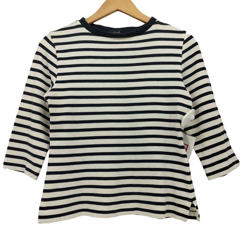 マーガレットハウエル MARGARET HOWELL 90S クルーネック コットン ボーダー 七分袖 Tシャツ レディース JPN:2