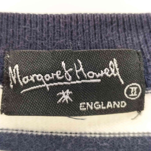 マーガレットハウエル MARGARET HOWELL 90S クルーネック コットン ボーダー 七分袖 Tシャツ レディース JPN:2