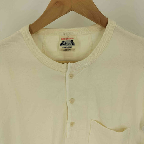 グラッドハンド GLADHAND USAコットン ネコ目ボタン ヘンリーネック ポケット S/S Tシャツ メンズ import:M