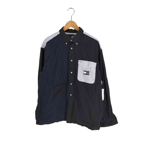 トミーヒルフィガー TOMMY HILFIGER マルチカラー 切替ストライプ リップストップBDシャツ メンズ JPN:M