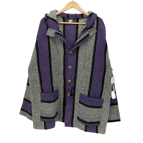 メキシカンパーカー ストライプ柄 前開き L/S シャツ メンズ
