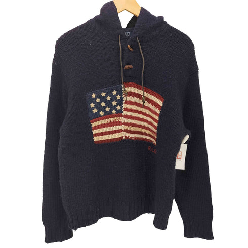 ポロバイラルフローレン Polo by RALPH LAUREN 90sプルオーバー星条旗ニットフーディ メンズ JPN:L